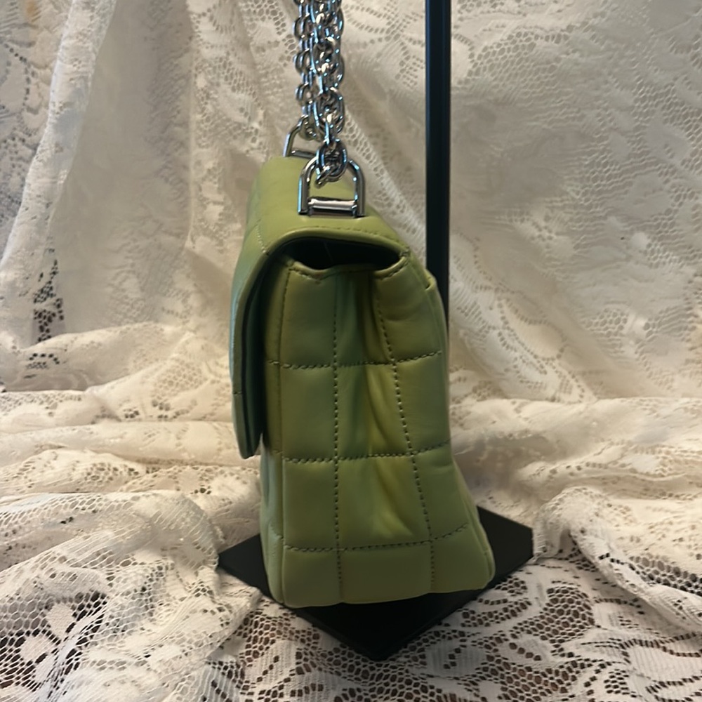 Michael Kors Soho Leather Quilted Chain Shoulder Bag in Lime Green - Picture 5 of 16